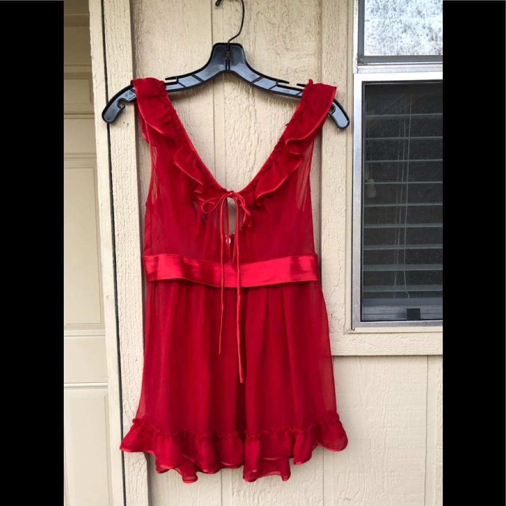 Dolce & Gabbana Red Silk Ruffled Blouse Size 42